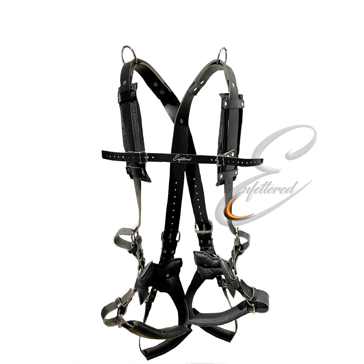 Enfettered Leather Bondage Suspension Harness with Foot Support